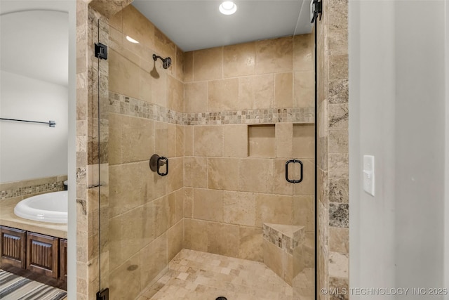 6108 E 95th St, Sperry, OK 74073 - bathroom with a stall shower and vanity
