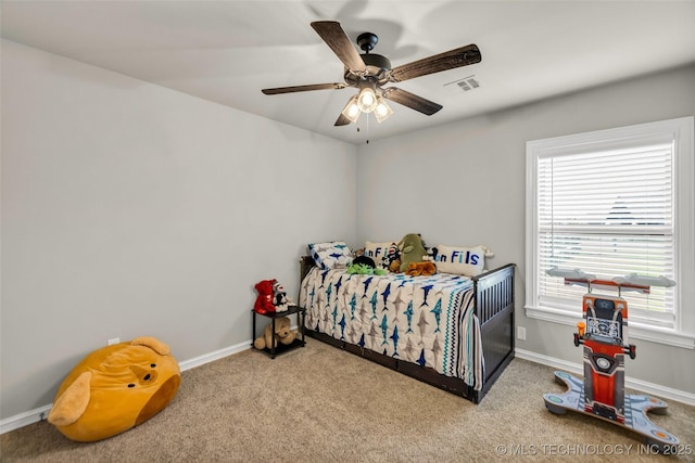 6108 E 95th St, Sperry, OK 74073 - bedroom with carpet floors and a ceiling fan