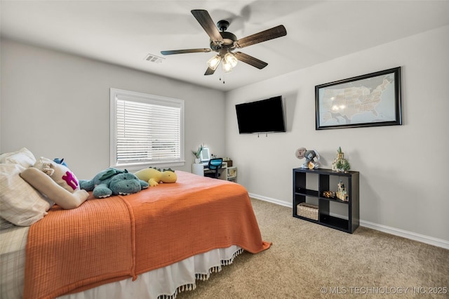 6108 E 95th St, Sperry, OK 74073 - bedroom with carpet floors and a ceiling fan