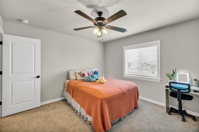 6108 E 95th St, Sperry, OK 74073 - carpeted bedroom featuring baseboards and a ceiling fan