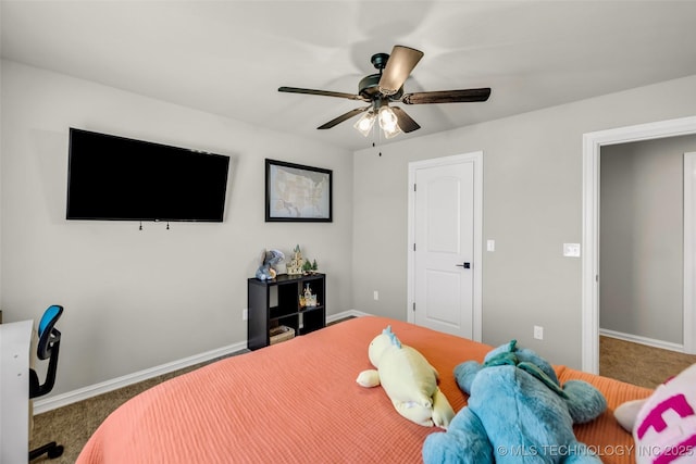 6108 E 95th St, Sperry, OK 74073 - carpeted bedroom with baseboards and a ceiling fan