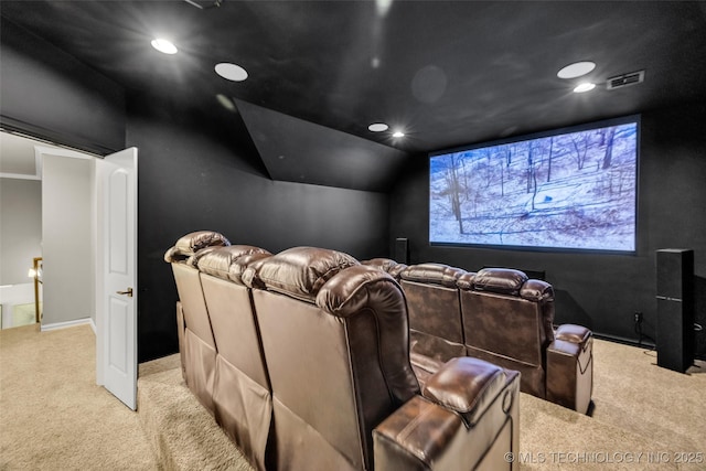 6108 E 95th St, Sperry, OK 74073 - carpeted cinema room featuring recessed lighting and vaulted ceiling