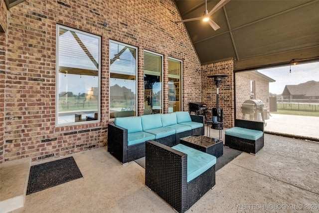 6108 E 95th St, Sperry, OK 74073 - view of patio featuring an outdoor living space and area for grilling