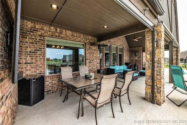 6108 E 95th St, Sperry, OK 74073 - view of patio / terrace featuring an outdoor living space, ceiling fan, and outdoor dining space