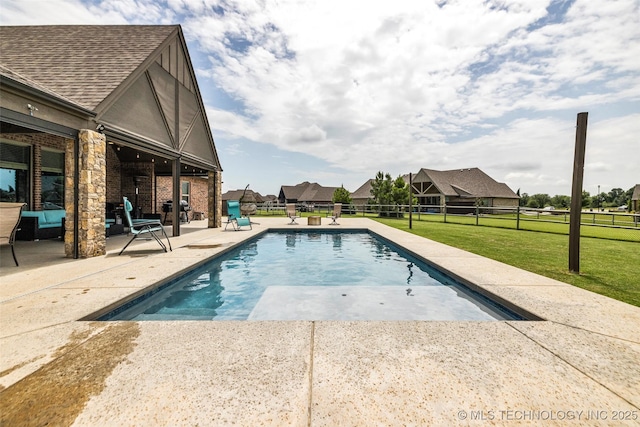 6108 E 95th St, Sperry, OK 74073 - view of pool featuring a patio, a fenced backyard, and area for grilling