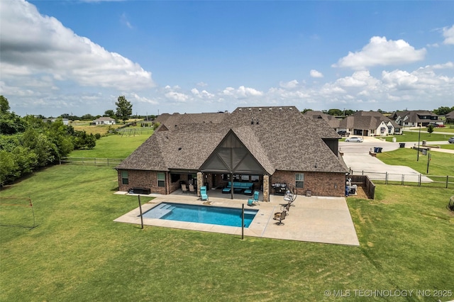 6108 E 95th St, Sperry, OK 74073 - view of swimming pool with a patio, a fenced backyard, and an outdoor living space