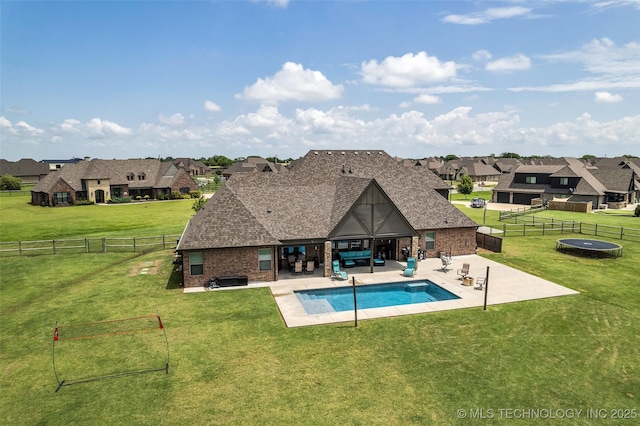 6108 E 95th St, Sperry, OK 74073 - view of swimming pool with a patio, a fenced backyard, and a residential view