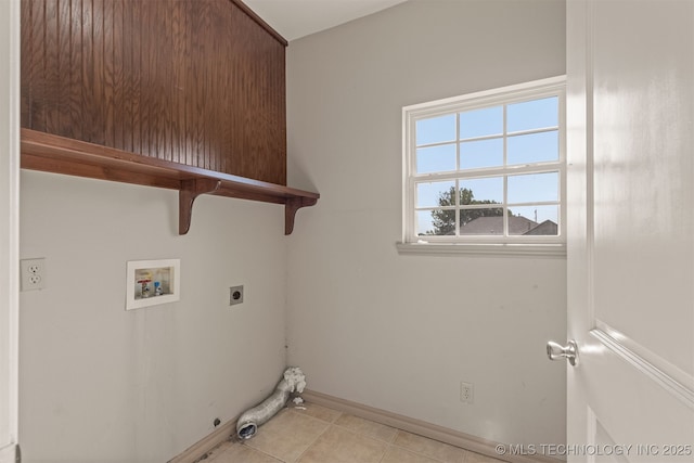 108 W 135th St, Skiatook, OK 74070 - laundry room featuring washer hookup, electric dryer hookup, light tile patterned flooring, and gas dryer hookup