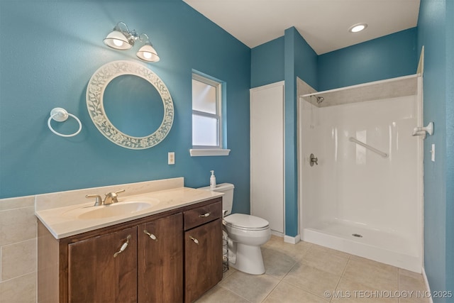 108 W 135th St, Skiatook, OK 74070 - full bathroom with vanity, a shower, and tile patterned floors