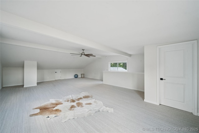 3919 S Detroit Ave, Tulsa, OK 74105 - additional living space with lofted ceiling, carpet floors, and ceiling fan