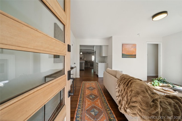 3919 S Detroit Ave, Tulsa, OK 74105 - living area featuring dark wood-style floors