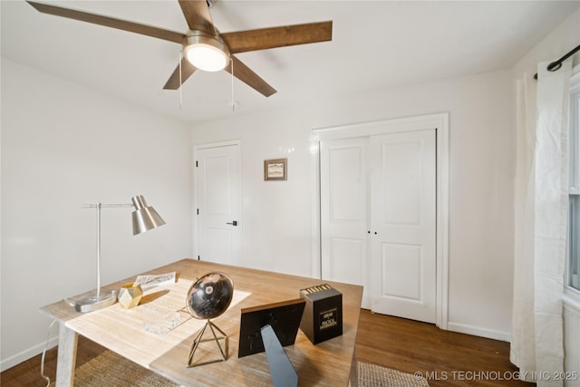 3919 S Detroit Ave, Tulsa, OK 74105 - office area with wood finished floors and ceiling fan