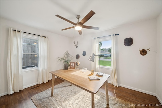 3919 S Detroit Ave, Tulsa, OK 74105 - home office with ceiling fan and wood finished floors
