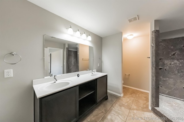 17409 E 44th St S, Tulsa, OK 74134 - bathroom featuring double vanity and tile patterned flooring