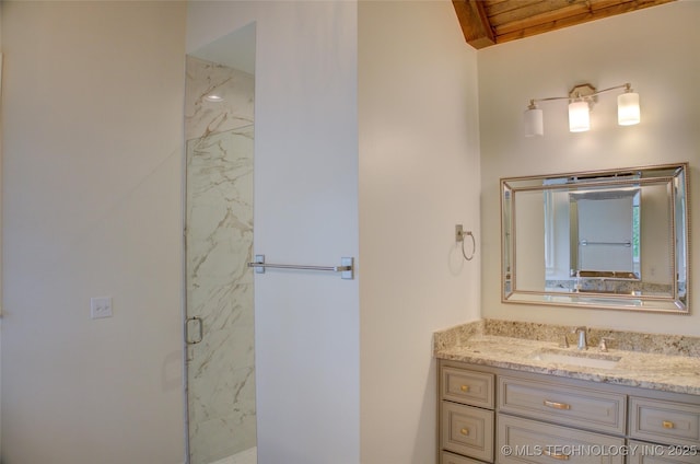 4401 S Yellow Pine Ave, Broken Arrow, OK 74011 - full bathroom featuring a marble finish shower and vanity