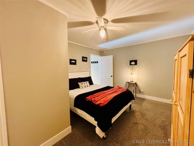 401 High St, Eufaula, OK 74432 - carpeted bedroom with baseboards and ceiling fan