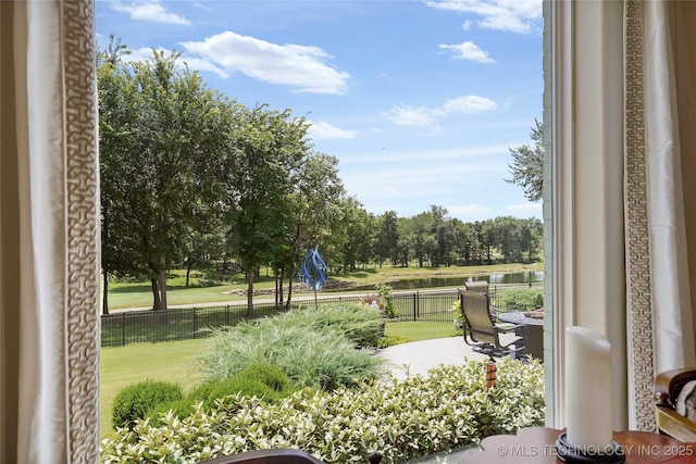 8701 E Hartford St, Broken Arrow, OK 74014 - view of yard featuring a water view and view of wooded area