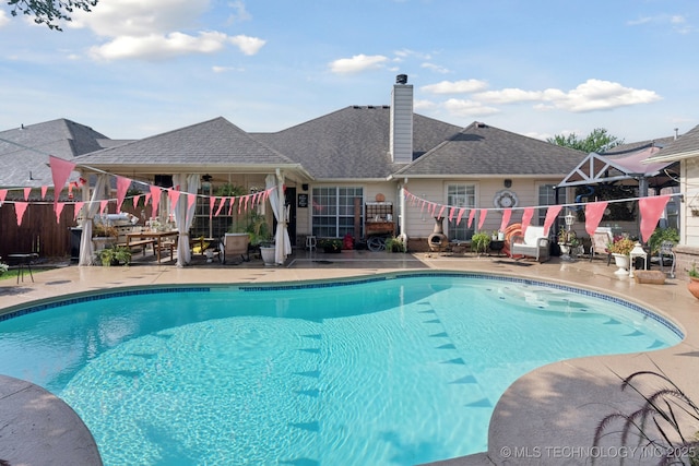 13605 E 90th Ct, Owasso, OK 74055 - view of pool with a patio and a gazebo