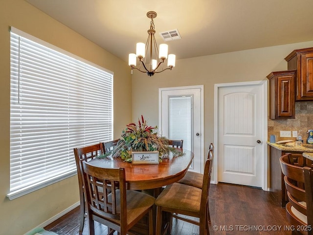 1125 Emily Ln, Ada, OK 74820 - dining space with a chandelier and dark wood-style floors