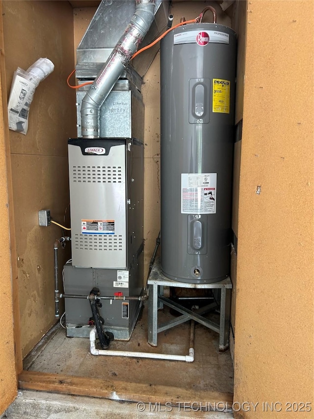 12976 E 32nd St, Tulsa, OK 74134 - utility room with water heater and heating unit