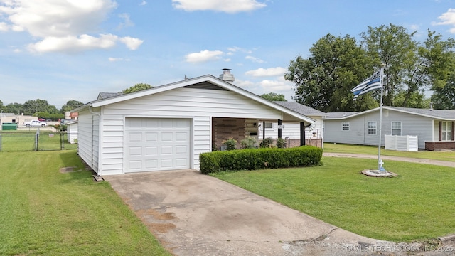 1222 N Cherrington Ave, Claremore, OK 74017 - view of front of house featuring concrete driveway and a chimney