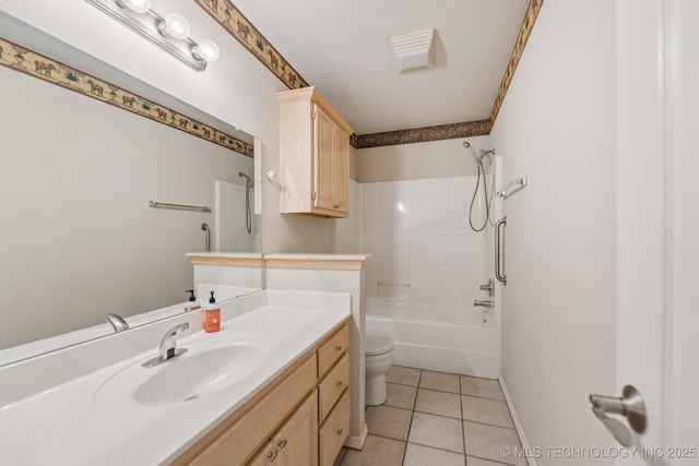 513 S 63rd Pl S, Broken Arrow, OK 74014 - full bathroom with vanity, tile patterned flooring, and washtub / shower combination