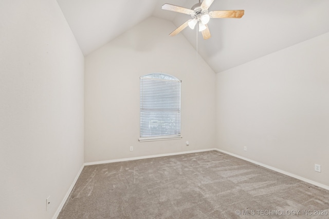 513 S 63rd Pl S, Broken Arrow, OK 74014 - unfurnished room with lofted ceiling, a ceiling fan, and carpet