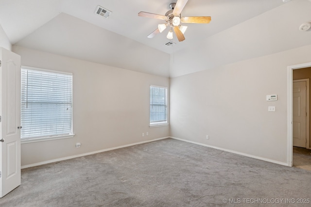 513 S 63rd Pl S, Broken Arrow, OK 74014 - carpeted empty room with vaulted ceiling, ceiling fan, and a smoke detector