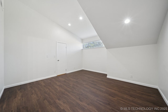 6002 S Atlanta Ct Unit 2, Tulsa, OK 74105 - additional living space with lofted ceiling, recessed lighting, and dark wood finished floors