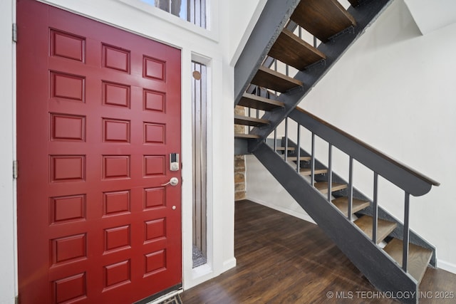 6002 S Atlanta Ct Unit 2, Tulsa, OK 74105 - foyer entrance featuring stairs and dark wood-type flooring
