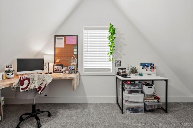 2035 E 138th Pl S, Bixby, OK 74008 - office area with lofted ceiling and carpet floors