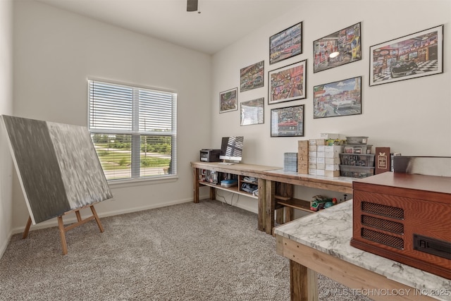 2407 W Union Pl, Collinsville, OK 74021 - carpeted office with baseboards and a ceiling fan