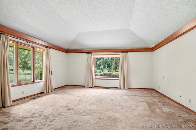 2425 E 53rd St, Tulsa, OK 74105 - carpeted empty room featuring lofted ceiling and a textured ceiling