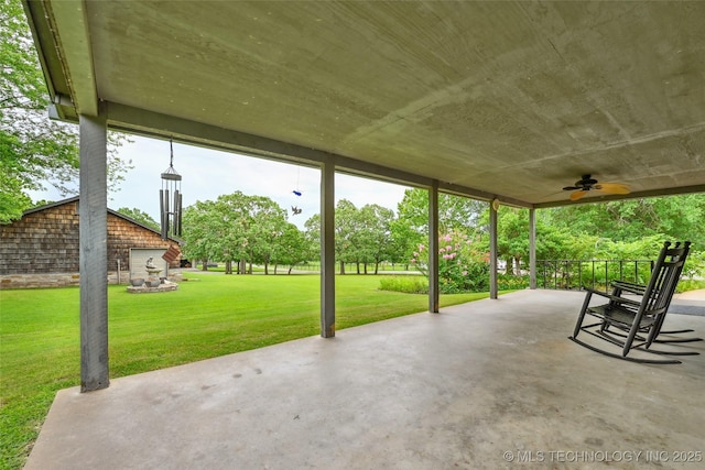32069 Meadow Ln, Mannford, OK 74044 - view of patio with ceiling fan