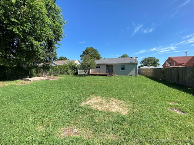 5940 E 3rd St, Tulsa, OK 74112 - fenced backyard with a wooden deck