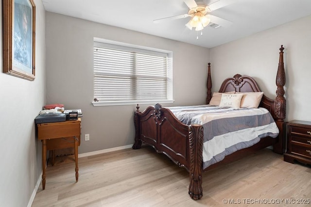 2724 Lark Rd, Kingston, OK 73439 - bedroom featuring light wood-style flooring and ceiling fan