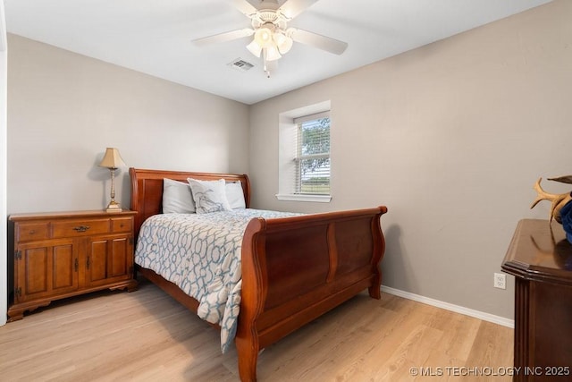 2724 Lark Rd, Kingston, OK 73439 - bedroom featuring light wood-style floors and a ceiling fan