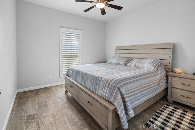 2724 Lark Rd, Kingston, OK 73439 - bedroom with hardwood / wood-style flooring and a ceiling fan