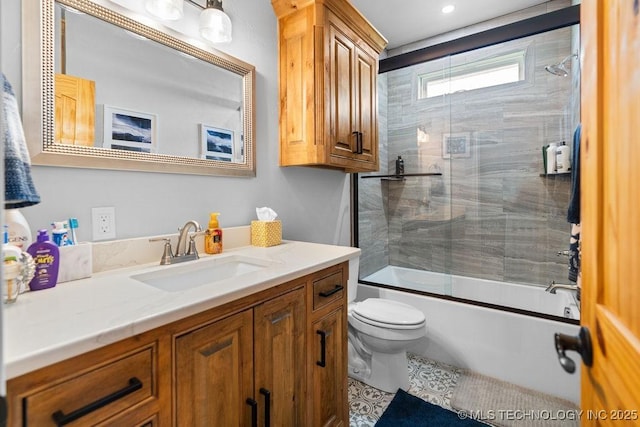 2724 Lark Rd, Kingston, OK 73439 - full bathroom with vanity, combined bath / shower with glass door, tile patterned flooring, and recessed lighting