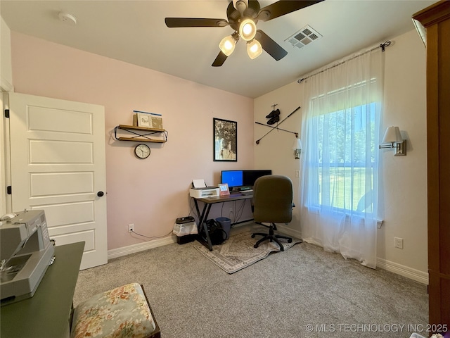 18040 County Road 1558, Ada, OK 74820 - carpeted office space with a ceiling fan and baseboards