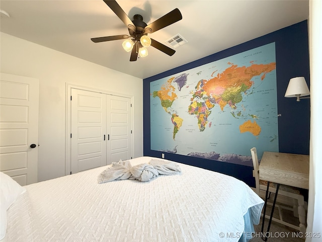 18040 County Road 1558, Ada, OK 74820 - bedroom featuring a closet and ceiling fan