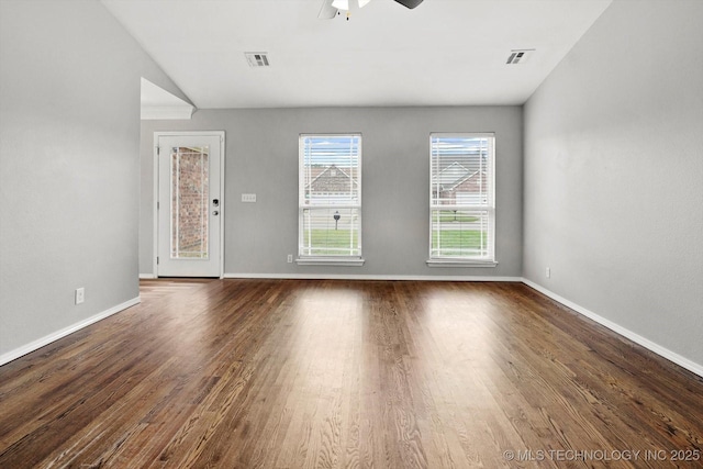 40 E Fairlane Pl, Sapulpa, OK 74066 - unfurnished living room with ceiling fan, plenty of natural light, and wood finished floors