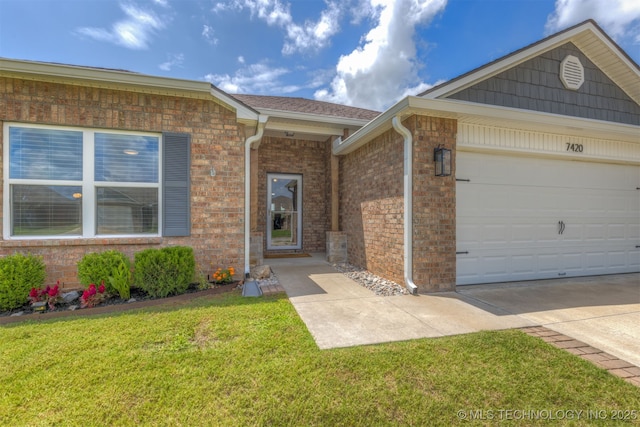7420 E 160th Pl S, Bixby, OK 74008 - ranch-style house with a front yard, brick siding, concrete driveway, and a garage