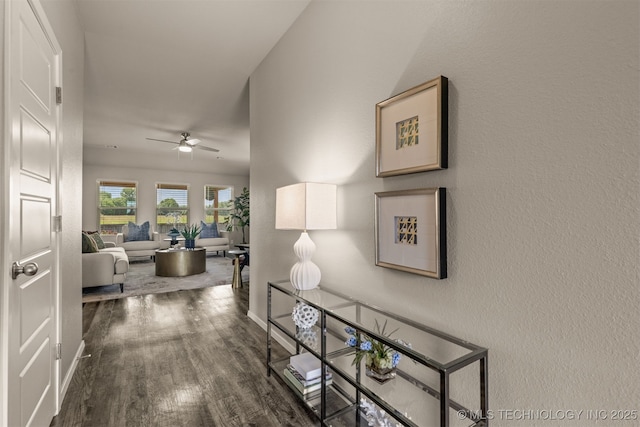 7420 E 160th Pl S, Bixby, OK 74008 - hallway featuring wood finished floors and baseboards