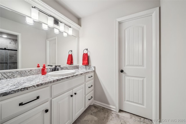 20905 S Windsor Ave, Claremore, OK 74019 - bathroom featuring vanity and tiled shower