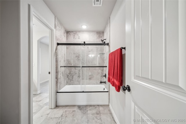 20905 S Windsor Ave, Claremore, OK 74019 - bathroom featuring bath / shower combo with glass door and baseboards