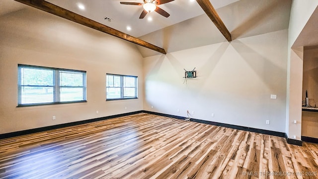 5068 E 188th St S, Warner, OK 74469 - spare room with wood finished floors, ceiling fan, and recessed lighting