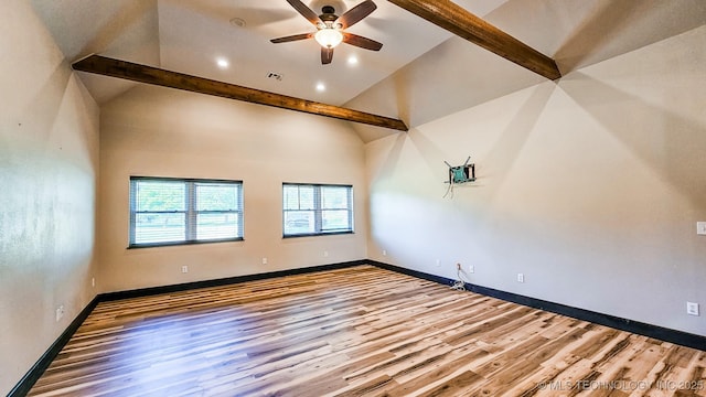 5068 E 188th St S, Warner, OK 74469 - unfurnished room with a ceiling fan, wood finished floors, and recessed lighting
