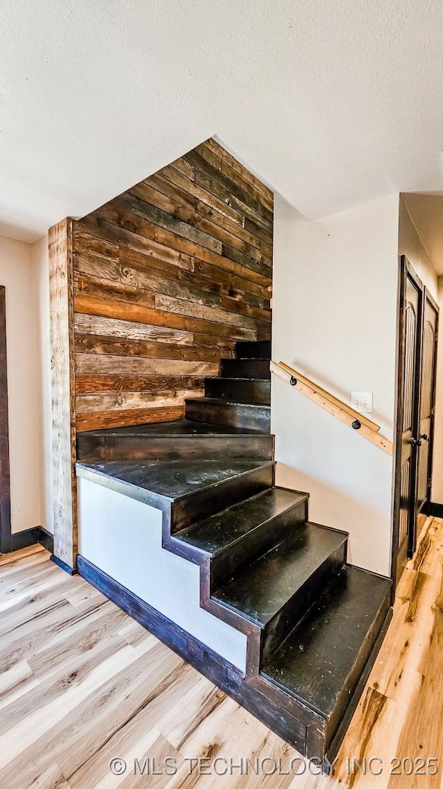 5068 E 188th St S, Warner, OK 74469 - stairs with wood finished floors and a textured ceiling