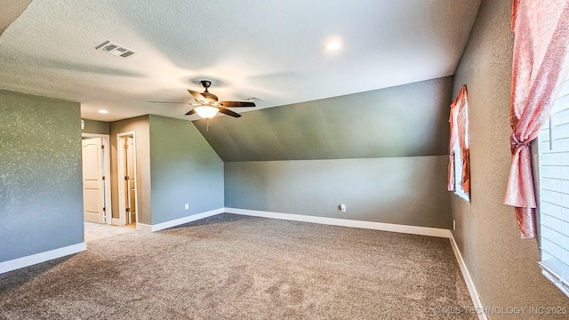 5068 E 188th St S, Warner, OK 74469 - bonus room featuring ceiling fan, lofted ceiling, carpet, and recessed lighting